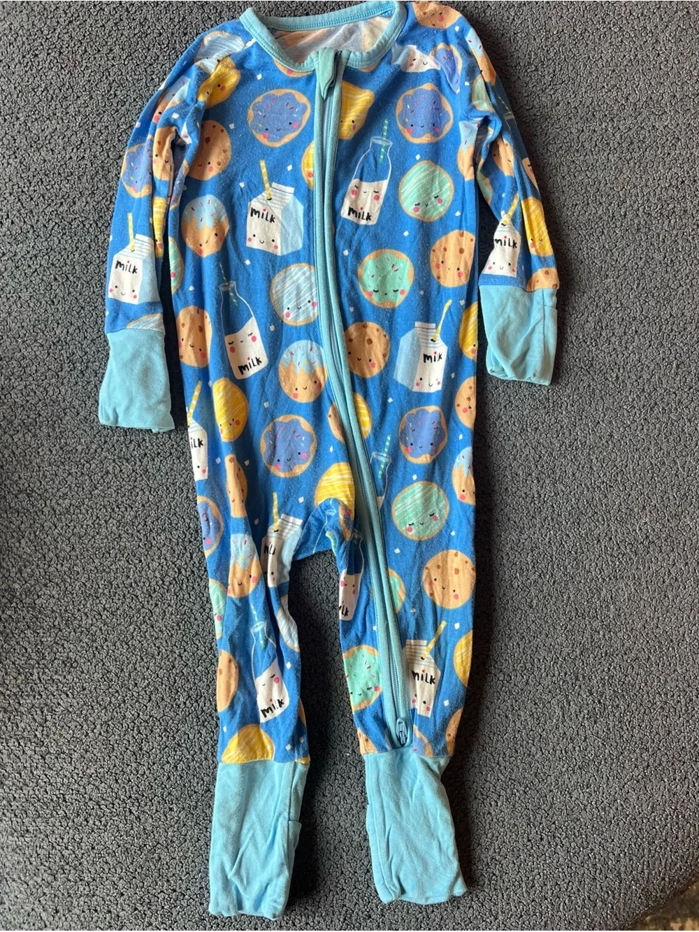 Little Sleepies Blue Cookie & Milk Footed Pajamas